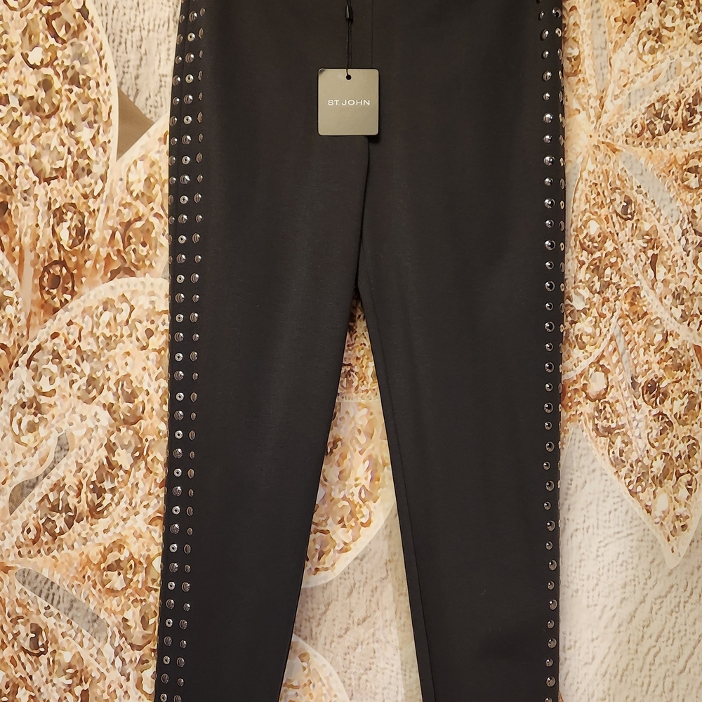 St. John Black Pants with Silver Studs